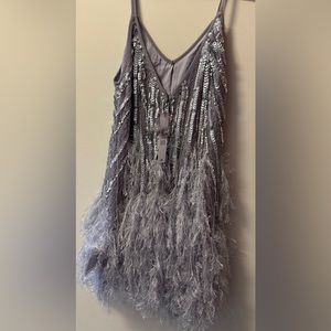 ASOS sequin and feather dress